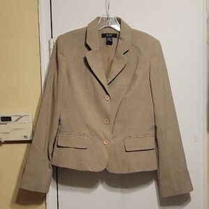 Body By Victoria Single Breast Tan Jacket with Peach Buttons Size 6